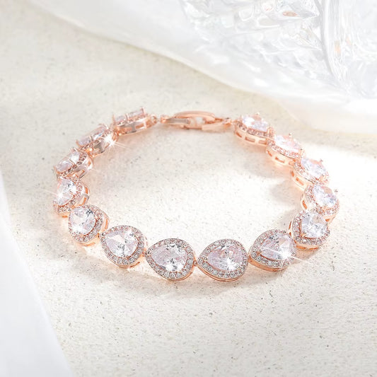 Classic Clear Big Water Drop AAA Cubic Zirconia Bracelet for Bridal Fashion Romantic Jewelry Gifts