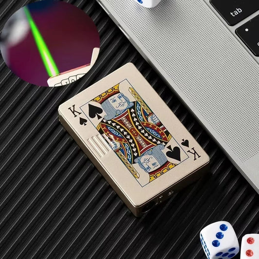 New Creative Jet Flame Poker Cigarette Lighter Metal Windproof Playing Card Gas Lighters Torch Fun Toys Smoking Accessories Gift