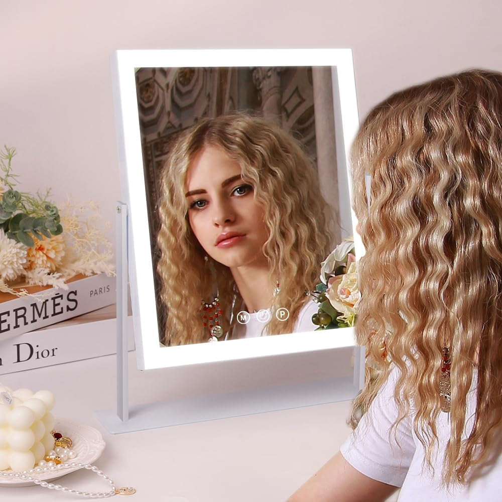 Lighted Makeup Mirror, Hollywood Makeup Mirror with Lights, 3 Color Lighting Modes Vanity Mirror with Lights, 10X Magnification, 360°Rotation(12 Inch)