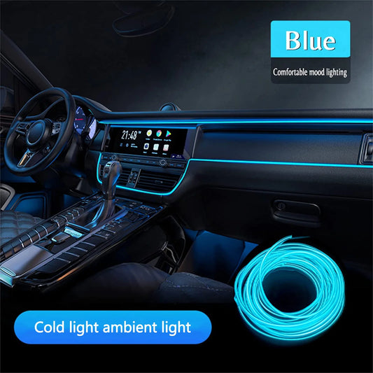 Savings Car Running Light Strip Waterproof Flexible LED Auto Decorative Atmosphere Lamp Ambient Backlight 12V Universal ( 2M)