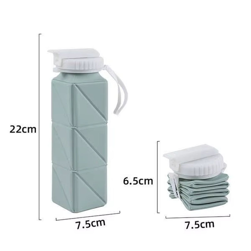 620Ml Collapsible Water Bottle Cup with Straw Lid Leakproof BPA Free Silicone Foldable Water Bottle for Travel Gym Camping Sport