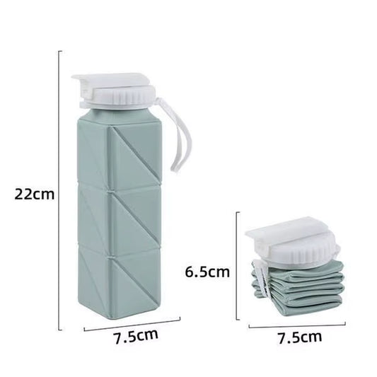 620Ml Collapsible Water Bottle Cup with Straw Lid Leakproof BPA Free Silicone Foldable Water Bottle for Travel Gym Camping Sport