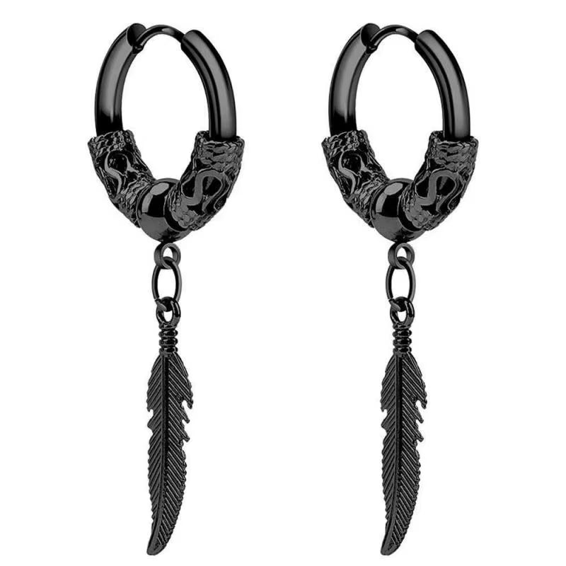 Classic Punk Vintage Pattern Engraved Gothic Ear Rounds Hip Hop Hoop Earrings for Men Domineering Rock Party Biker Jewelry