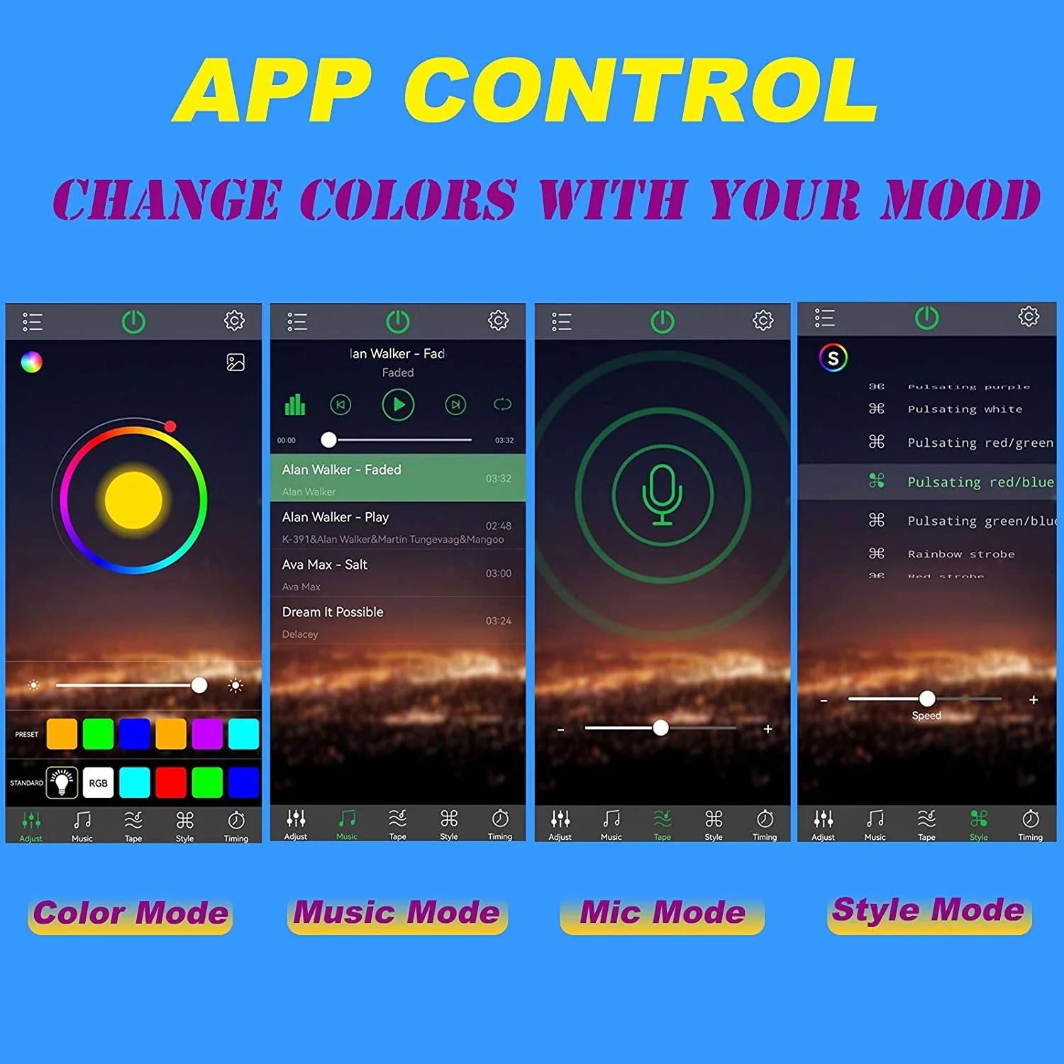 Multi-Color Strip Lights with App Control, Smart Interior 48 LED Car Lights with Music Mode, USB Powered under Dash Interior Lights for Cars, Suvs, 4 Pcs