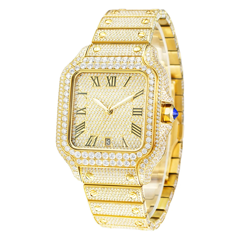 VVS Moissanite Watch Waterproof Mens Diamond Iced Out Wrist Watches