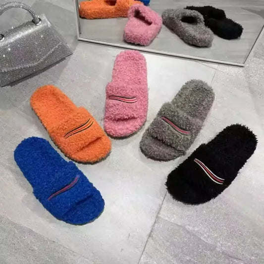 Lenci Designer Luxury Fur Slides 