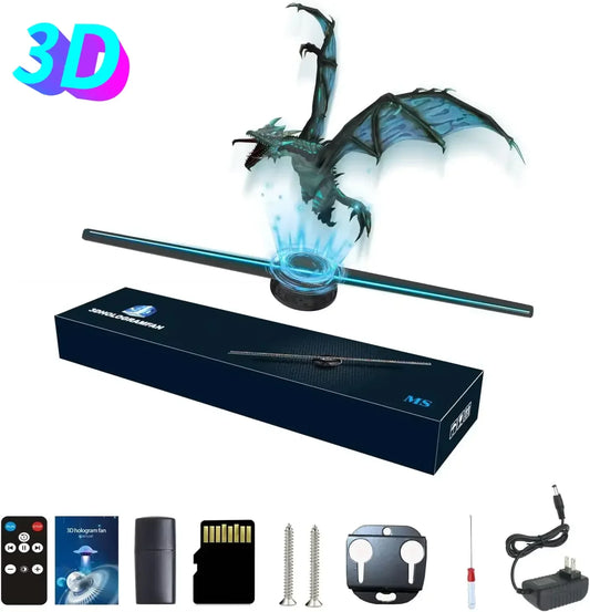 3D Hologram Fan 3D Holographic Projector Advertising Display Light HD Holographic Projector for Stores Bars Party Xmas