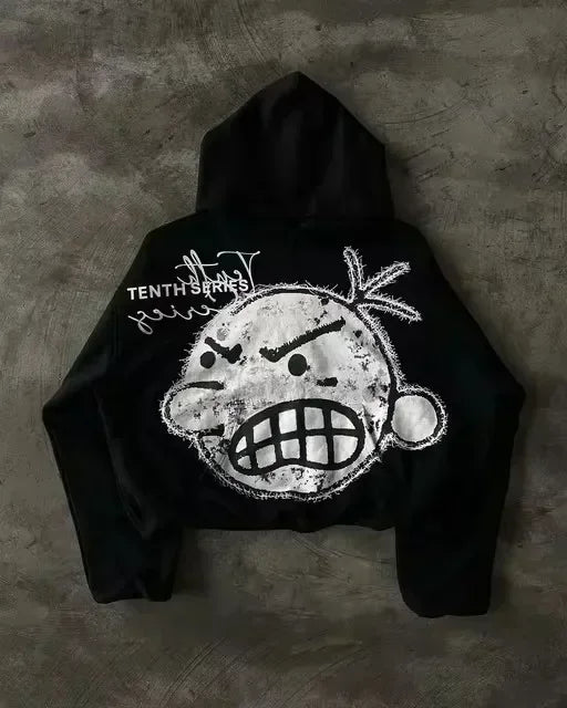 Streetwear American Hoodie Y2K Zip Jacket Harajuku Hip Hop Retro Oversized Hoodie Sweatshirt Mens Womens Fashion Casual Clothes