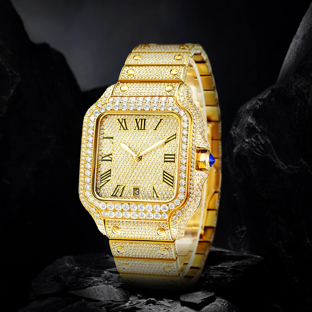 VVS Moissanite Watch Waterproof Mens Diamond Iced Out Wrist Watches