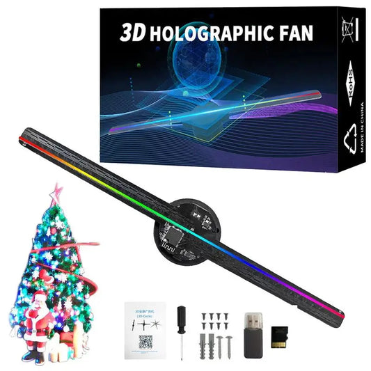 3D Hologram LED Fan 3D Holographic Projector Advertising Display Light HD Holographic Projector for Christmas Halloween