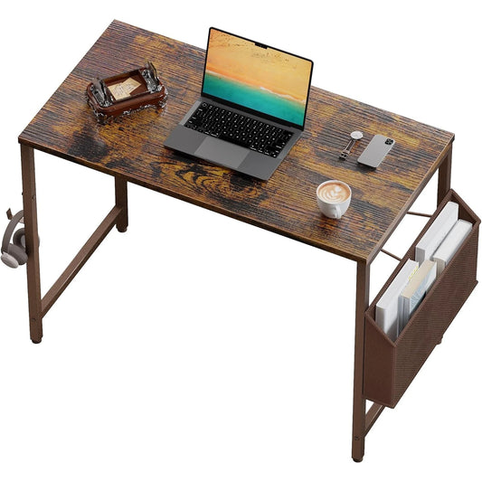 32 Inch Computer Desk Small Spaces Desk with Storage Bag for Bedroom Writing and Home Office Work Small Study Desk Table Vintage