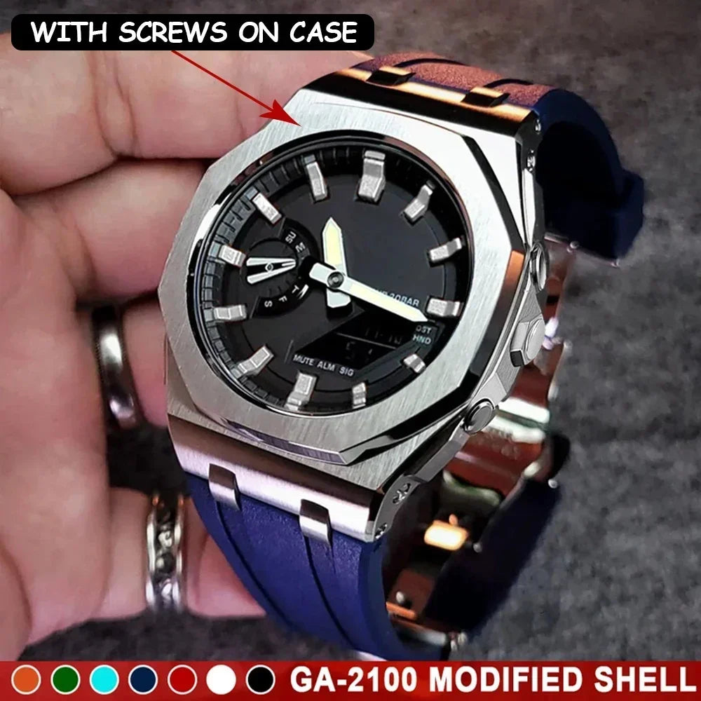 For G-SHOCK GA2100/GA2110 GAB2100 Gen4 Stainless Steel Case Bezel Rubber Strap Replacement Mod Refit Kit Accessories Wholesale