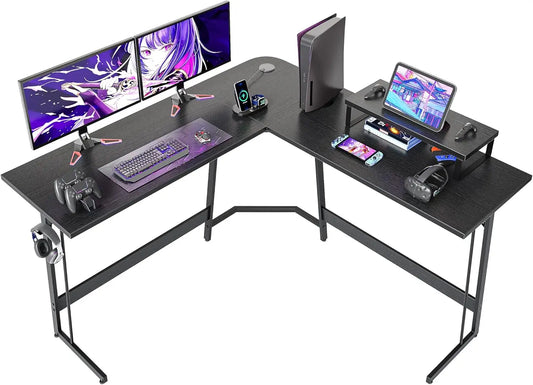 L Shaped Gaming Desk, 47 Inch Computer Desk with Monitor Stand, PC Gaming Desk