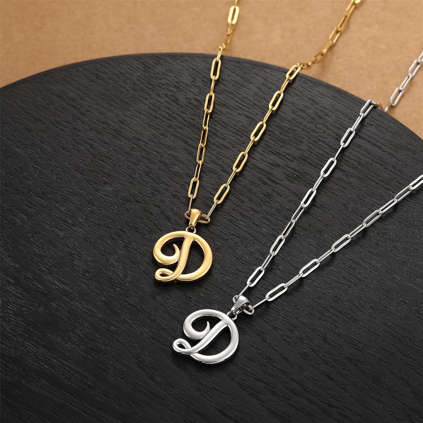 Women Personalized Large Letter Necklaces 18K Gold Plated Stainless Steel Initial Necklace Paperclip Chain Letter Pendant Necklaces for Women Girls Jewelry Gifts