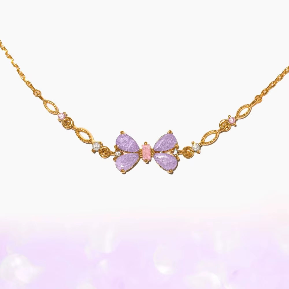 Pink Zircon Bowknot Chain Bracelet for Women Gold Simple Desgin Party Jewelry Accessories Female Gifts