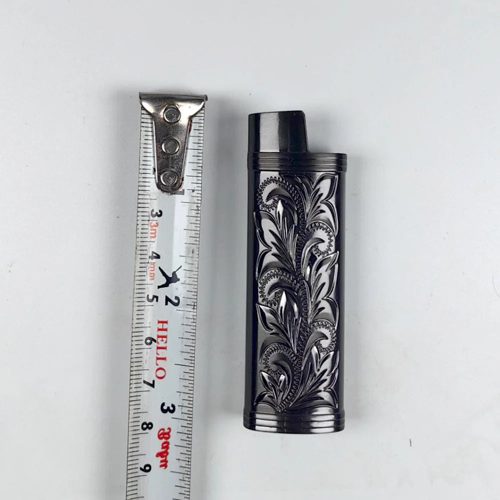 Metal Armor Gas Lighter Cover Holder Pouches Arabesque Hollow Carving J3/J5/J6 Lighter Case General Plastic Body Protection
