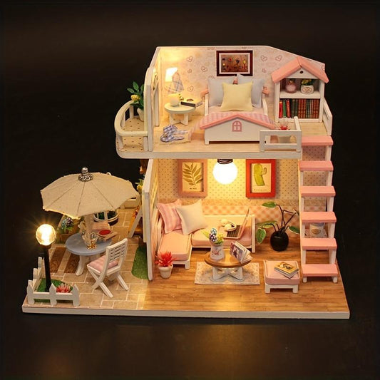 Handmade DIY Wood Craft Kit, 1 Count 3D Creative Assembly Wooden House Model, Birthday Gift, Christmas Gift