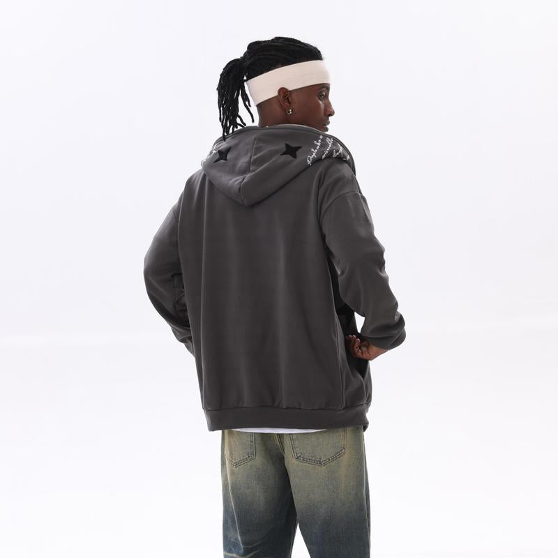Stylish Streetwear Star Pattern Printfull Zip up Couples Hoodie Men Item Sweatshirt Varsity Jacke Y2K Outfits Men Sweaters Pullover Longsleeves Tops
